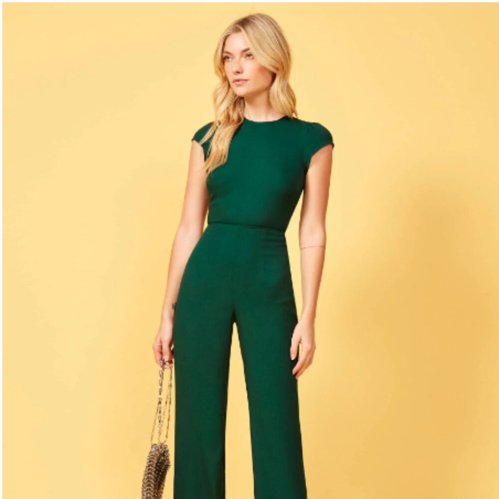 Reformation Mayer Jumpsuit Emerald Green